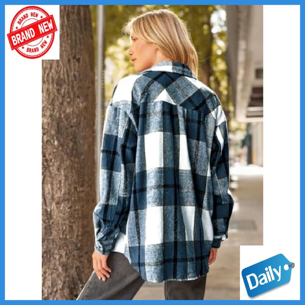 Soft Flannel Shacket Plaid Button Down Shirt Midw… - image 5